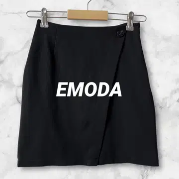 T51* 에모다 랩 커버 미니 스커트 아지메 디자인 스트레치 S 블랙