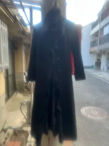 Andy 블랙 롱 코트 허리 벨트 포함