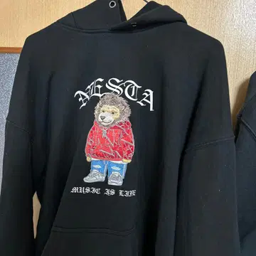 NESTA 곰 자수 블랙 후드티 L