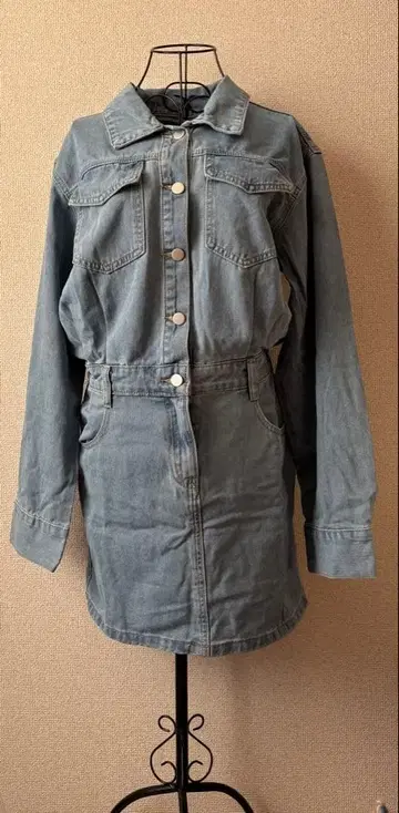 데님 셔츠 원피스 라이트 블루