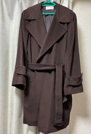 agnes b 캐시미어 100% 체스터 코트 브라운 벨트 포함