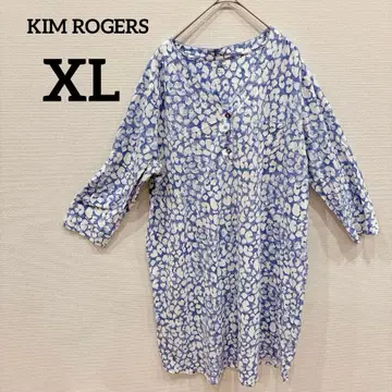 새상품급 KIM ROGERS XL 꽃무늬 튜닉 블루 파랑 원피스