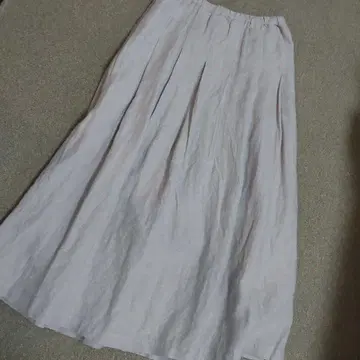 le ciel 프렌치 린넨 롱 스커트 라이트 그레이 내추럴 린넨