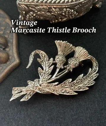 빈티지 마카사이트 엉겅퀴 브로치