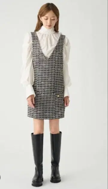 [새상품급] SNIDEL 트위드 점프수트 원피스 1회 착용 0 사이즈