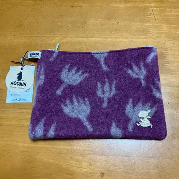 [ 새상품 ] 무민 미이 울 파우치 원포인트 자수 정가 5280엔 와인색