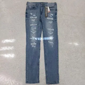 [ 택 포함 ] 베이플로우 데님 팬츠 슬림 스키니 데미지 가공 30