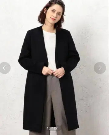 노카라 코트 블랙 울