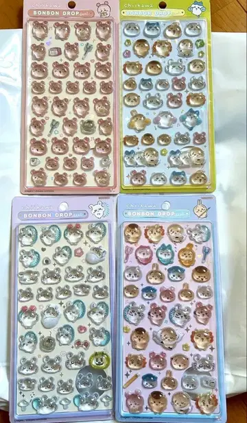 [정품] 치이카와 (먼작귀) 신상 모자 꽁지 드롭 씰 4종 세트