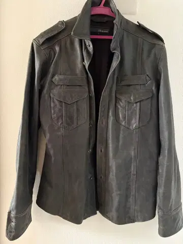 다크 그레이 가죽 셔츠 L 사이즈