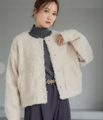 다나카 리나 시마무라 푸들 보아 가디건 화이트 L 사이즈