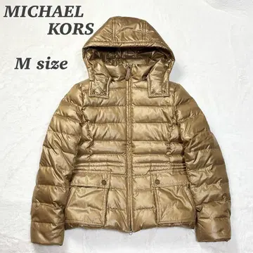 마이클코어스 다운 자켓 후드 올 패턴 경량 2way 지퍼 브라운