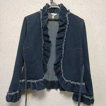 프릴 달린 다크 데님 자켓