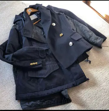 Sacai 변형 도킹 울 코트