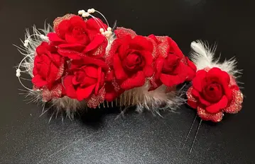 장미 헤어콤 장미 헤어핀 머리 장식