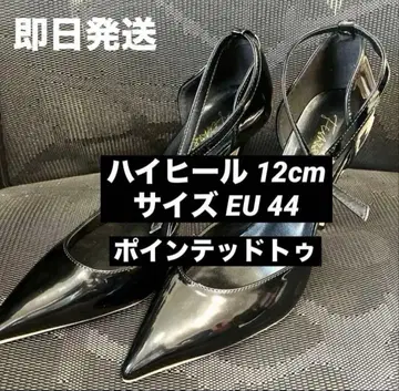 하이힐 핑힐 여성용 에나멜 12cm 블랙 사이즈 EU44