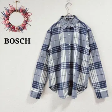 보쉬 마드라스 체크 패턴 긴팔 셔츠 캐주얼 아메카지 코튼 38