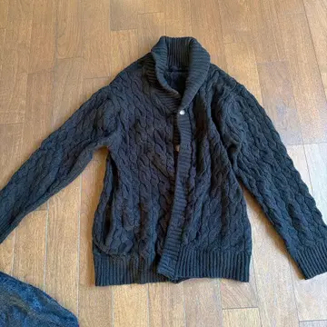 블랙 케이블 짜임 가디건 L 사이즈