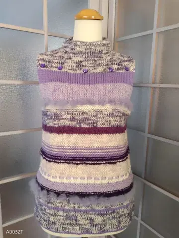 새상품급 VECE 베체 니트 탑 베스트 보틀넥 퍼플