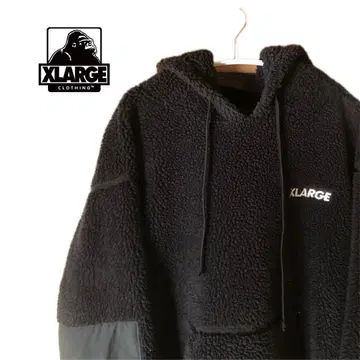 XLARGE 플리스 후드티 블랙