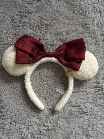 미키 머리띠 화이트 체크 무늬 릴린린