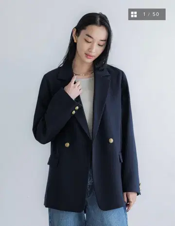 더블 테일러드 자켓 crewre 네이비 사이즈 2