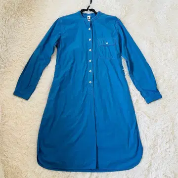 MHL 마가렛호웰 밴드 카라 셔츠 원피스 2way 블루