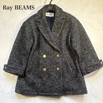 새상품급 레이빔즈 트위드 더블 하프 코트 블랙