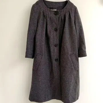 GEORGE 그레이 울 코트 7부 소매 노카라 7