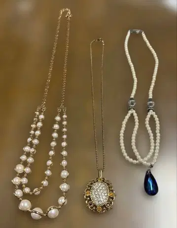 귀엽고 엘레강트!! 펄과 골드의 롱 목걸이 3종 세트