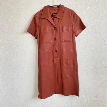 A.P.C. 양가죽 반팔 원피스 테라코타 컬러