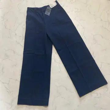 새상품 유니클로 와이드 트라우저 청바지 인디고 L