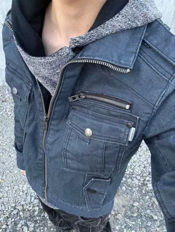 y2k archive grunge 데님 라이더 자켓