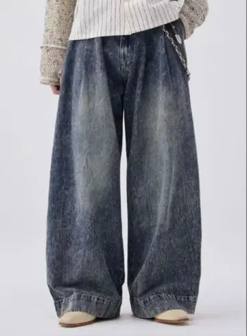 와이드 배기 빈티지 라이크 데님 팬츠