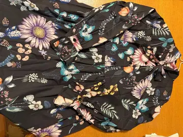 꽃무늬 블랙 원피스 긴팔 2단 프릴