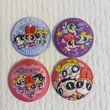 파워퍼프걸 자수 캔뱃지 비스킷 전원 집합 4종 세트
