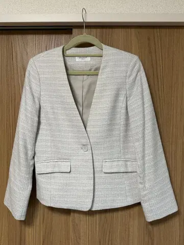 OPAQUE.CLIP 노카라 자켓 트위드 라이트 그레이 M