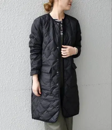 SHIPS any TAION 파이핑 노카라 퀼팅 코트