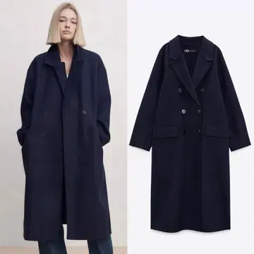 새상품 ZARA 울 혼방 더블 브레스트 코트 XS 사이즈