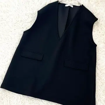 애니팜 온워드 카시야마 깊은 V넥 베스트 오버 사이즈 레이어드 블랙