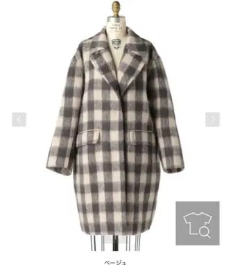 드로어 샤기 블록 체크 코트