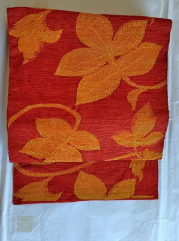 명주 나고야 오비 잎 무늬