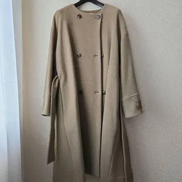 나노 유니버스 베이지 더블 버튼 롱 코트