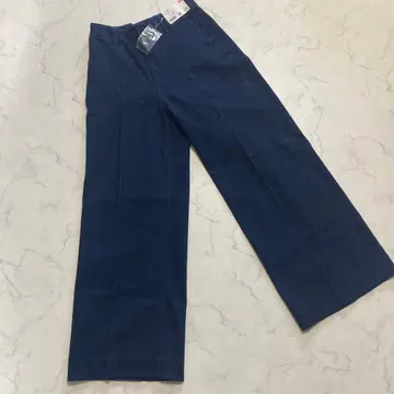 새상품 유니클로 와이드 트라우저 진 인디고 L
