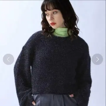 JEANASIS 글리터 필름 라메 숏 풀오버 네이비