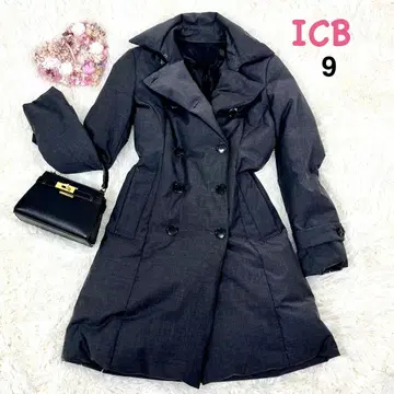 ICB 다운 울 트렌치코트 다크 그레이 롱 코트 9