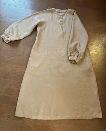 08mab 린넨 베이지 긴팔 원피스