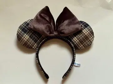 디즈니 체크 무늬 머리띠