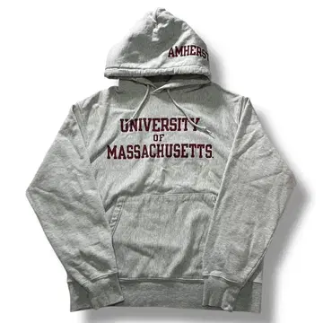 00s Champion UMASS 리버스 위브 칼리지 후드티 로고