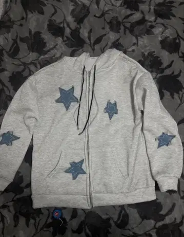 화이트 스타 집업 후드티 y2k 후드티